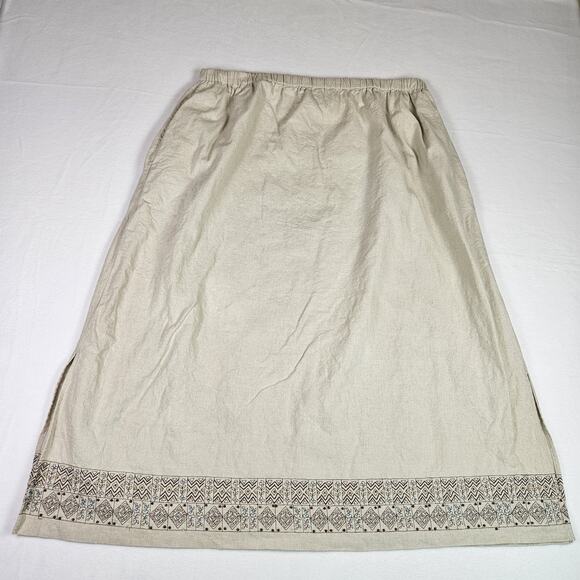 VTG Napa Valley Linen Blend Maxi Skirt Beaded Embroidered Womens 24W Lagenlook - Picture 5 of 16